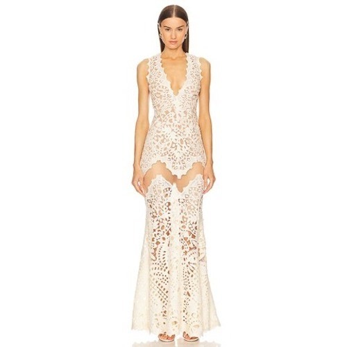 Michael Costello X Revolve Giuliana Lace Gown Ivory Xxs Nwt Bridal Event Dress